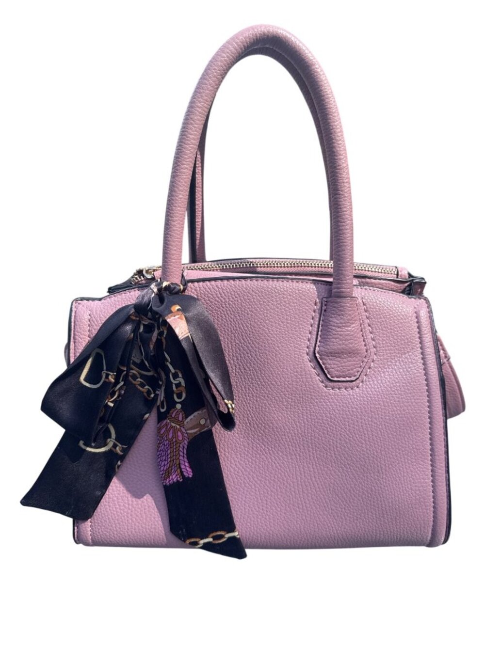Aldo Lavender Satchel Crossbody Bag Faux Leather Top Handle Scarf Accent Purse